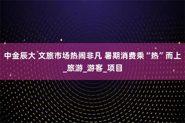 中金辰大 文旅市场热闹非凡 暑期消费乘“热”而上_旅游_游客_项目